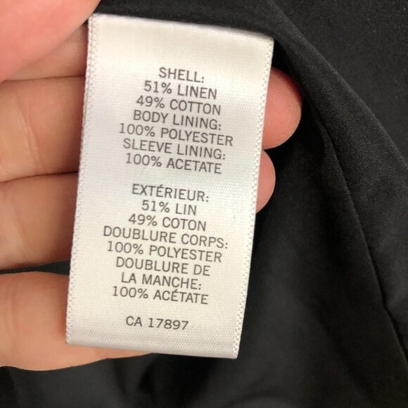 Banana REPUBLIC FACTORY Linen/Cotton Black Woven‎ Blazer Sz 8 - Picture 11 of 11